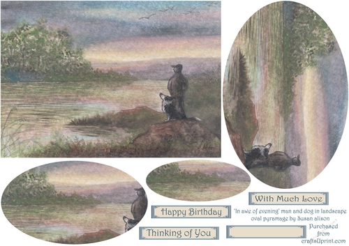 In awe of evening - a man and his dog contemplate the evening pyramage Susan Alison