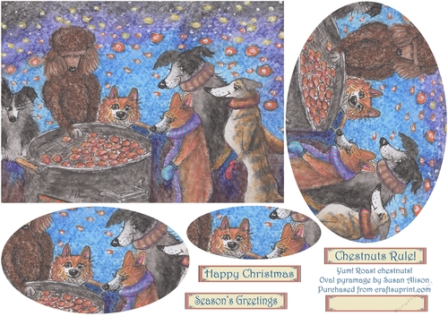 Yum! Roast chestnuts! Our gang of dog friends cant wait to get their paws on such yumminess - pyramage