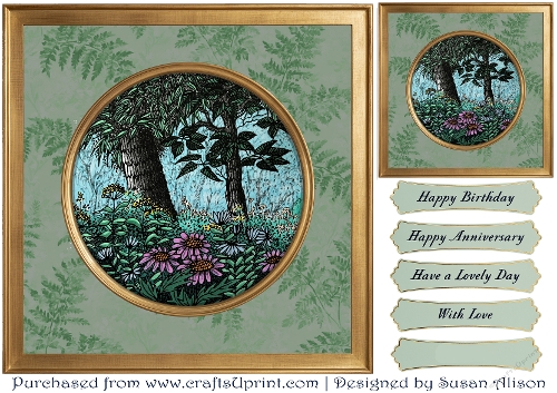 Woodland Wildflowers in a Golden Frame – Quick Card Front