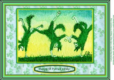 A4 Cartwheeling Border Collie Dogs, Happy St Patrick's Day