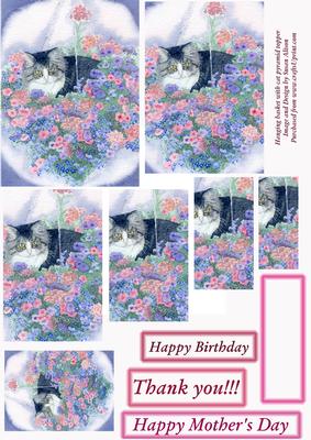 Hanging Basket with Cat Pyramid Topper and Gift Tag