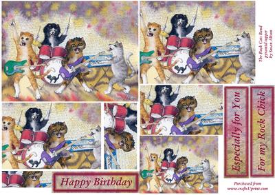 Rock Cats Band Pyramid Topper and Gift Tag
