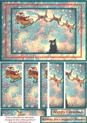 Santa Across the Sky on Christmas Eve Side Stacker Decoupage
