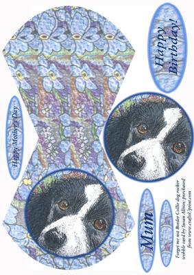 Forget Me Not Border Collie Dog Rocker Wobble Card