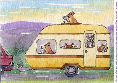 A4 They Were Off on Their Holidays - Dogs in a Caravan