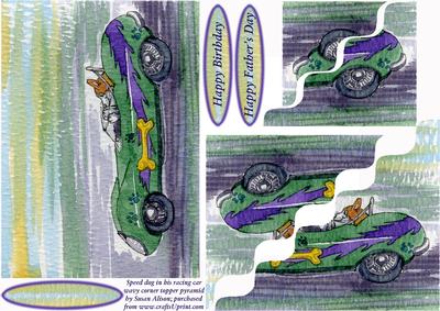 Speed Dog in His Racing Car Wavy Corner Stacker Topper