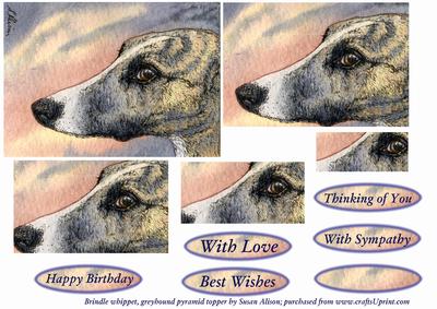 Brindle Whippet, Greyhound Pyramid Topper