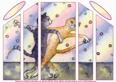 Romantic Ballroom Dancing Cats Theatre Fold Card