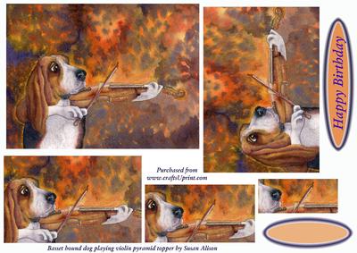 Basset Hound Dog Playing Violin Pyramid Topper