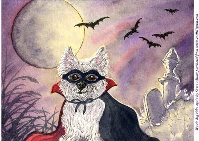 A4 Westie Dog Rides Again at Halloween