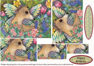 Whippet Fairy in the Garden Pyramid Topper