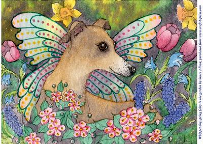 A4 Whippet Fairy in the Garden