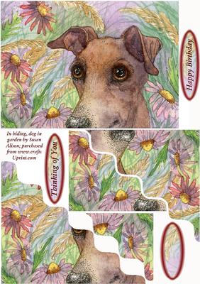 In Hiding, Dog in Garden Wavy Corner Stacker Topper