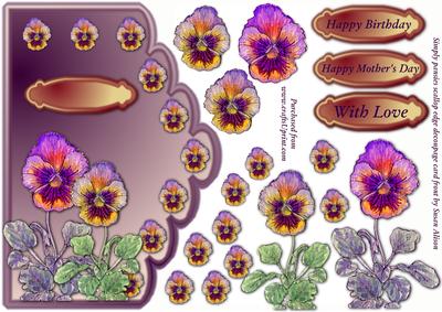 Simply Pansies Scallop Edge Card Front with Decoupage