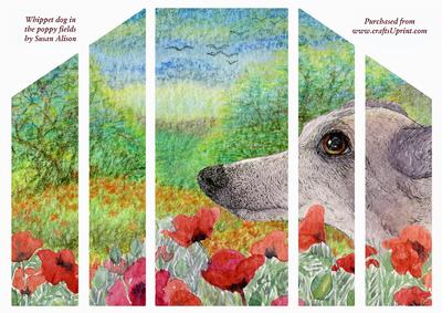 Whippet Dog in Field of Poppies Theatre Fold