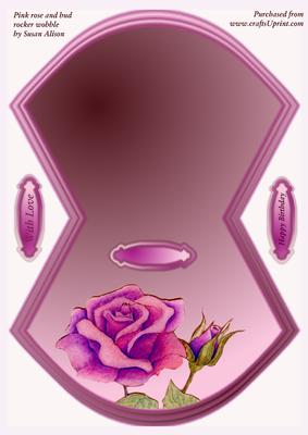 Pink Rose and Bud Rocker Wobble Card
