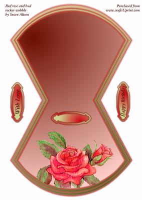 Red Rose and Bud Rocker Wobble Card
