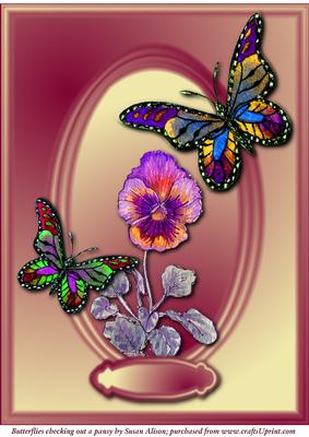 A4 Butterflies Checking Out a Pansy