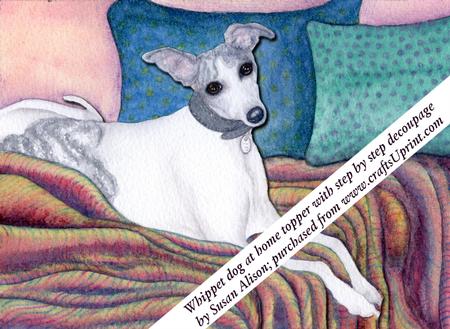 Whippet Dog at Home Topper with Step by Step Decoupage