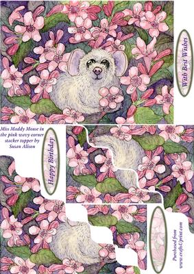 Miss Maddy Mouse in the Pink Wavy Corner Stacker Topper