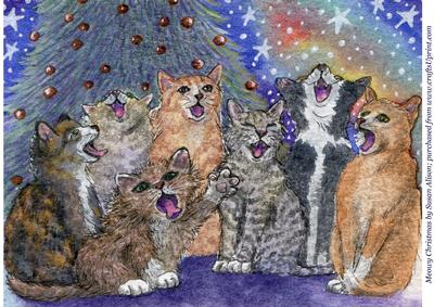 Cats Singing Carols. Meowy Christmas!