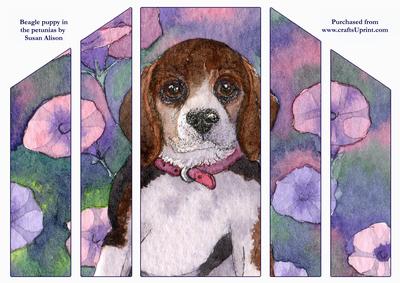Beagle Puppy in the Petunias Theatre Fold