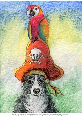 Pirate Pup with His Parrot