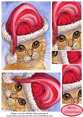 Ginger Cat in Her Holiday Hat Pyramage