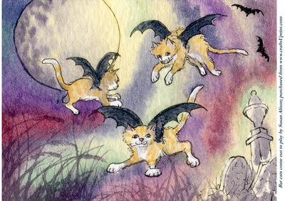 Bat Cats Come Out to Play in the Moonlight