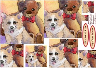 Me and My Pal, Dog and Teddy Bear Square Pyramid