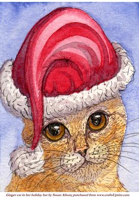 Ginger Cat in Her Holiday Hat