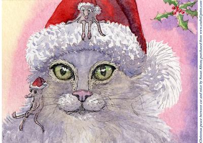Christmas Peace Between Cat and Mice