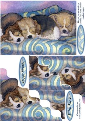 Beagle Puppies Asleep on the Sofa Wavy Corner Stacker Topper