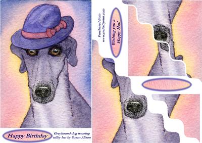Greyhound Dog Wearing Trilby Hat Wavy Corner Stacker Topper