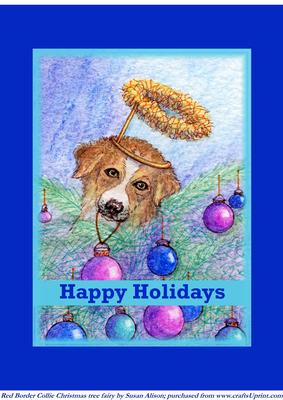 Red Border Collie Dog Christmas Tree Fairy Happy Holidays