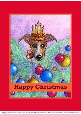 Whippet Greyhound Dog Christmas Tree Fairy Happy Christmas