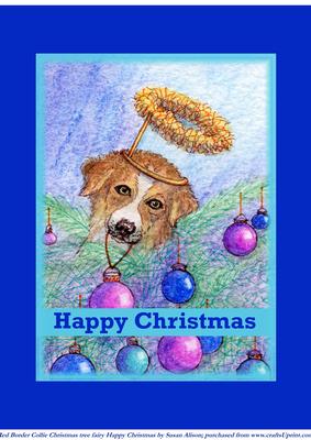 Red Border Collie Dog Christmas Tree Fairy Happy Christmas