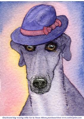 Greyhound Dog Wearing Trilby Hat