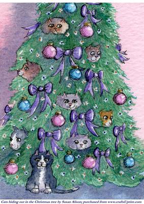 Cats Hiding Out in the Christmas Tree