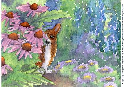 Corgi Dog Hiding Out in the Garden