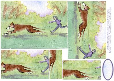 Greyhound Dog Takes His Hoomun for an Early Morning Run