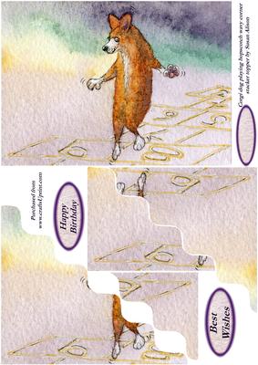 Corgi Dog Playing Hopscotch Wavy Corner Stacker Topper