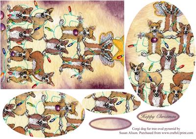 Corgi Dog Fur Tree Oval Pyramid