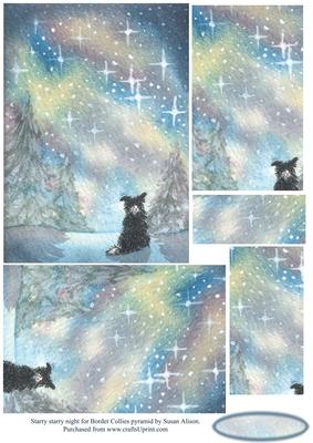 Starry, Starry Night - Border Collie Dog - Pyramid