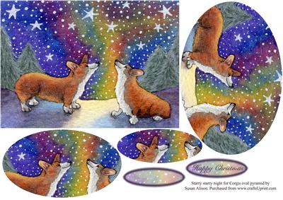 Starry, Starry Night - Corgi Dogs Oval Pyramid