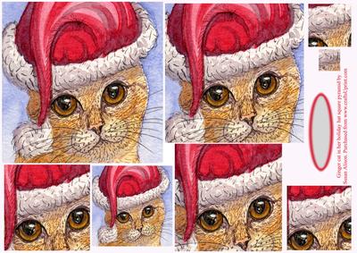 Ginger Cat in Her Holiday Hat Square Stacker & Gift Tag
