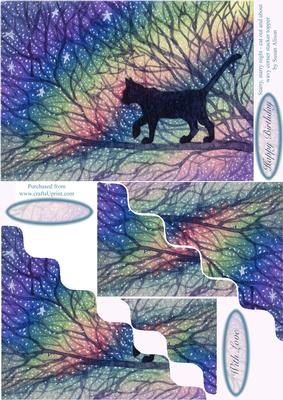 Starry, Starry Night - Cat Out and About - Wavy Corner