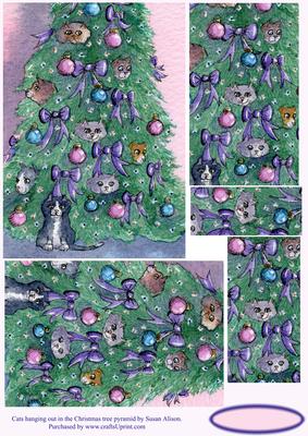 Cats Hiding Out in the Christmas Tree Pyramid