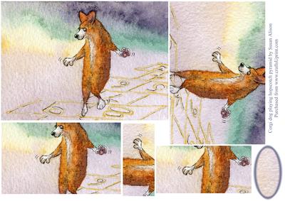 Corgi Dog Playing Hopscotch Pyramid