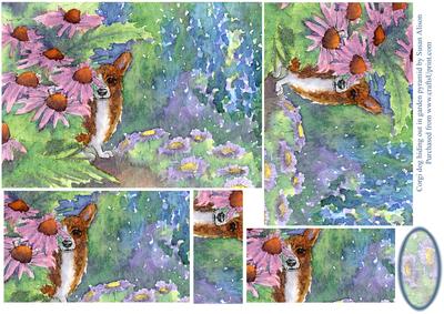 Corgi Dog Hiding Out in the Garden Rectangle Pyramid